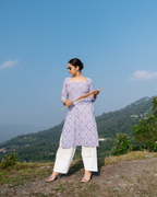 Vrinda - Blue & Pink Bandhani Print Cotton Kurta