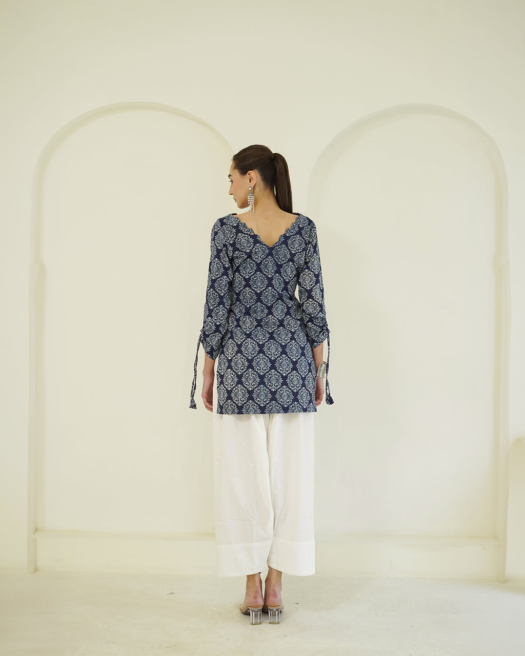 Shyama- Indigo Block Print Farshi Kurta Set