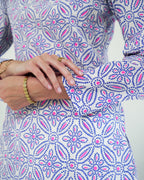 Vrinda - Blue & Pink Bandhani Print Cotton Kurta