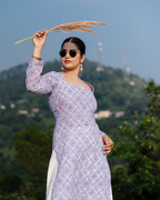 Vrinda - Blue & Pink Bandhani Print Cotton Kurta