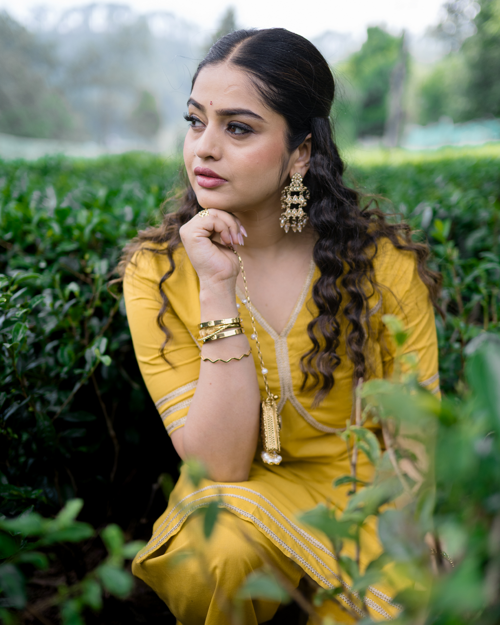 Suvarna - Golden Mustard Jacket-Style Kurta with Flared Palazzo Set