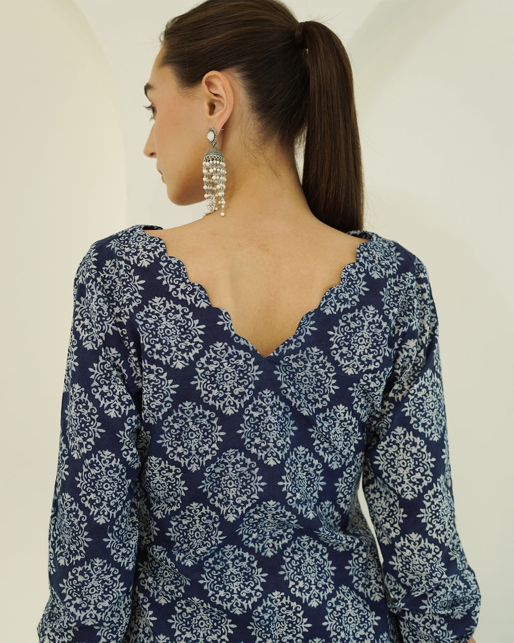 Shyama- Indigo Block Print Farshi Kurta Set
