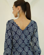 Shyama- Indigo Block Print Farshi Kurta Set