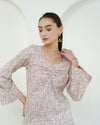 Ramya - Cotton lawn Ivory & Blush Pink Floral Print Short Kurti