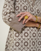 Manini - Beige Abstract Block Print Collared Kurta with Pants Set