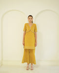 Suvarna - Golden Mustard Jacket-Style Kurta with Flared Palazzo Set