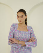 Vrinda - Blue & Pink Bandhani Print Cotton Kurta