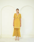 Suvarna - Golden Mustard Jacket-Style Kurta with Flared Palazzo Set