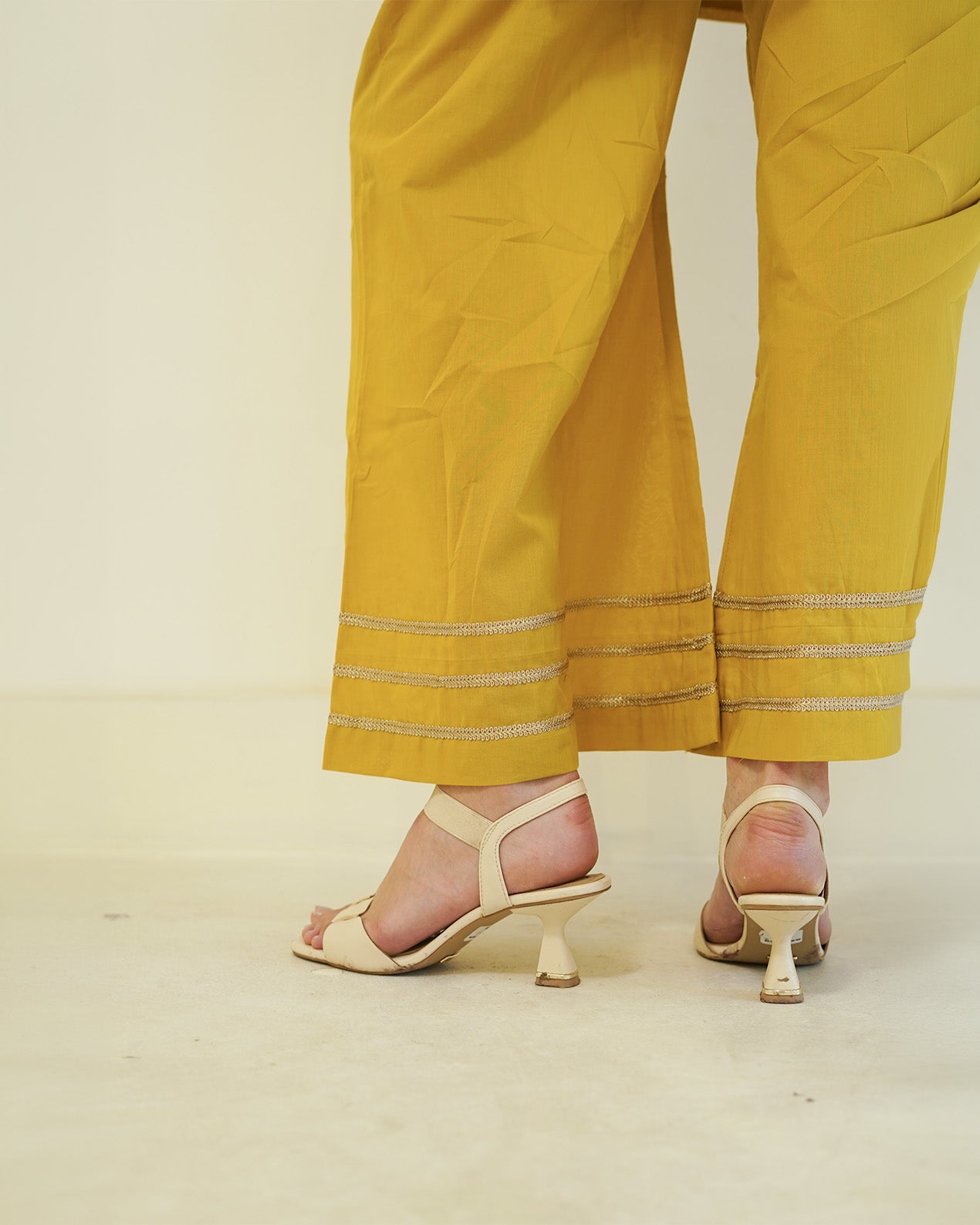 Suvarna - Golden Mustard Jacket-Style Kurta with Flared Palazzo Set