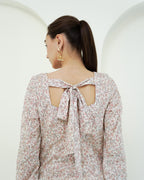 Ramya - Cotton lawn Ivory & Blush Pink Floral Print Short Kurti