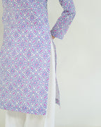 Vrinda - Blue & Pink Bandhani Print Cotton Kurta