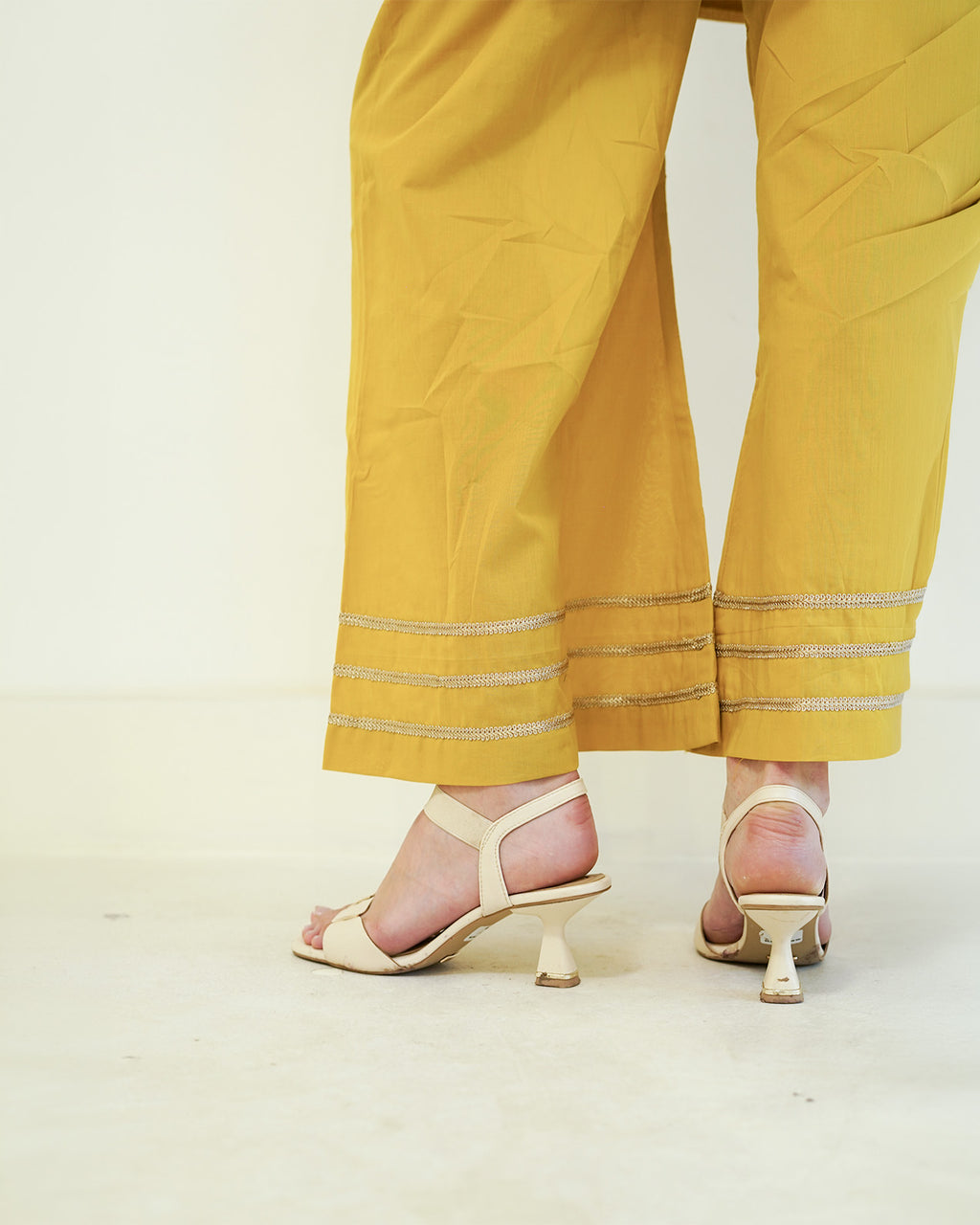 Suvarna - Golden Mustard Jacket-Style Kurta with Flared Palazzo Set