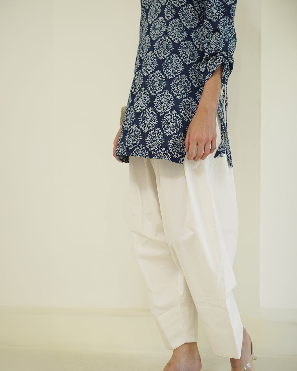 Shyama- Indigo Block Print Farshi Kurta Set