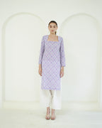 Vrinda - Blue & Pink Bandhani Print Cotton Kurta