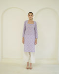 Vrinda - Blue & Pink Bandhani Print Cotton Kurta