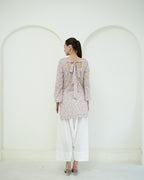 Ramya - Cotton lawn Ivory & Blush Pink Floral Print Short Kurti