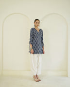 Shyama- Indigo Block Print Farshi Kurta Set