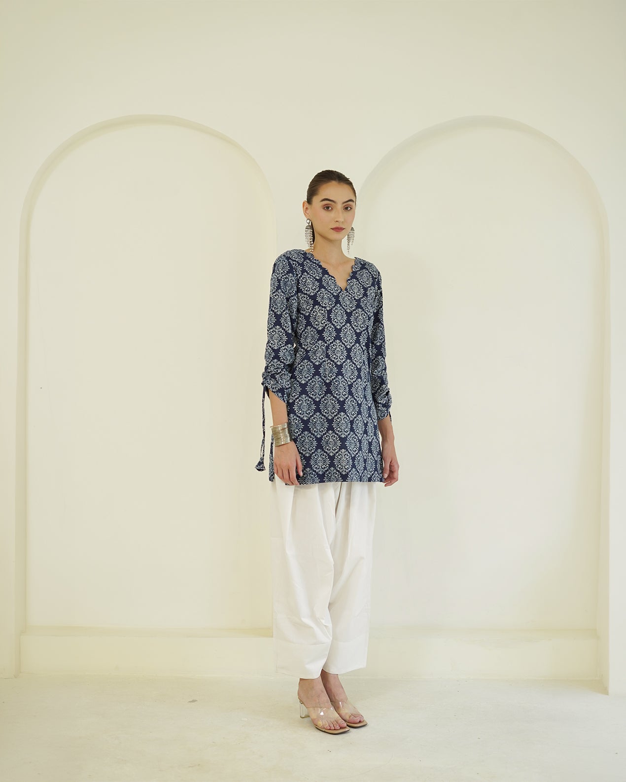 Shyama- Indigo Block Print Farshi Kurta Set