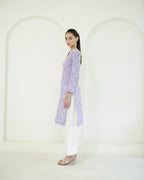 Vrinda - Blue & Pink Bandhani Print Cotton Kurta