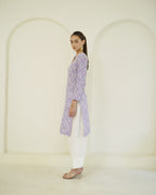Vrinda - Blue & Pink Bandhani Print Cotton Kurta