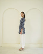Shyama- Indigo Block Print Farshi Kurta Set