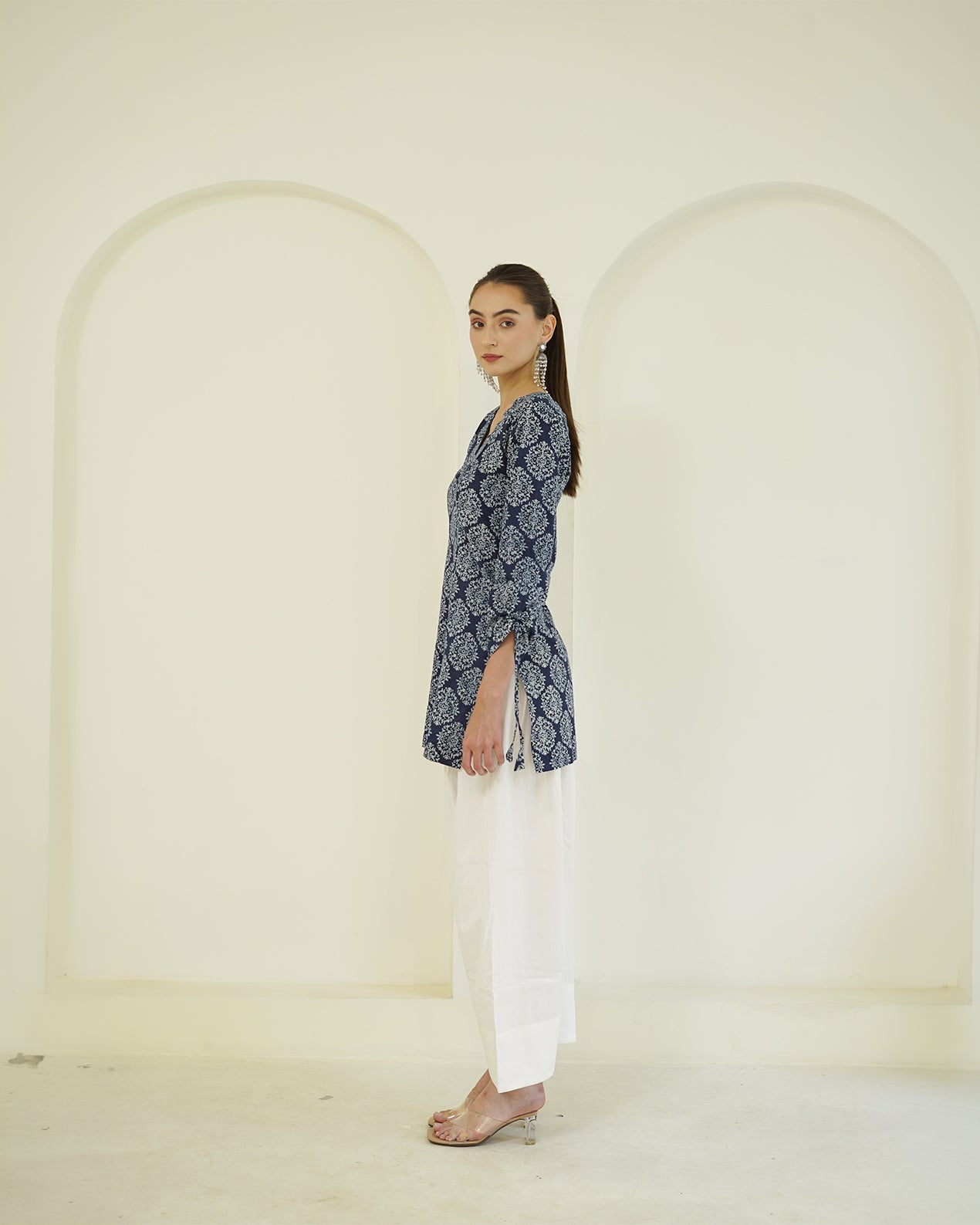 Shyama- Indigo Block Print Farshi Kurta Set