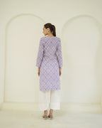 Vrinda - Blue & Pink Bandhani Print Cotton Kurta