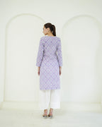 Vrinda - Blue & Pink Bandhani Print Cotton Kurta