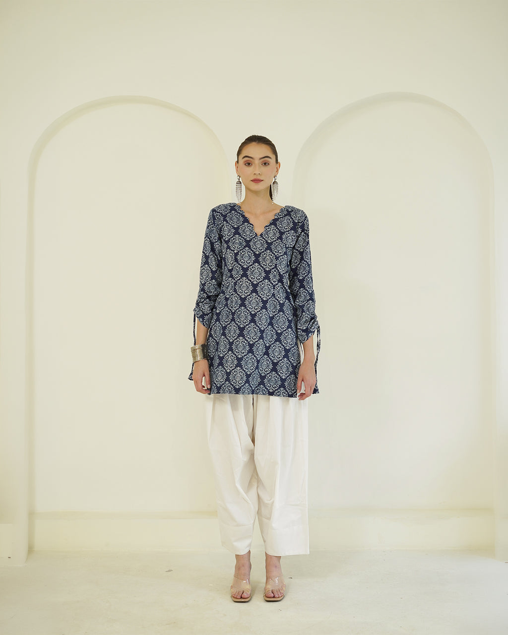 Shyama- Indigo Block Print Farshi Kurta Set