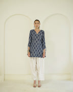 Shyama- Indigo Block Print Farshi Kurta Set