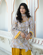 Kishori- Grey Paisley Kurta Set with neck scarf