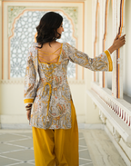 Kishori- Grey Paisley Kurta Set with neck scarf