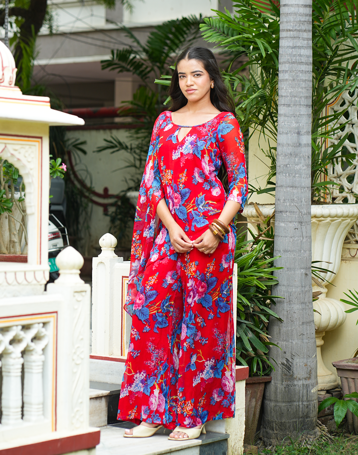 Radhika - Red Floral Kurta Set