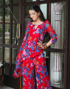 Radhika - Red Floral Kurta Set