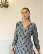 Shyama- Indigo Block Print Farshi Kurta Set